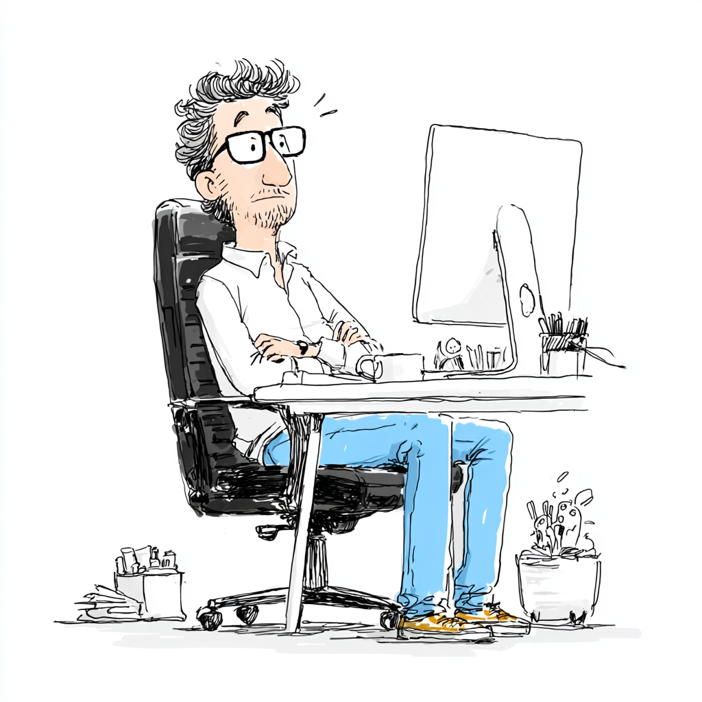 man in chair at computer